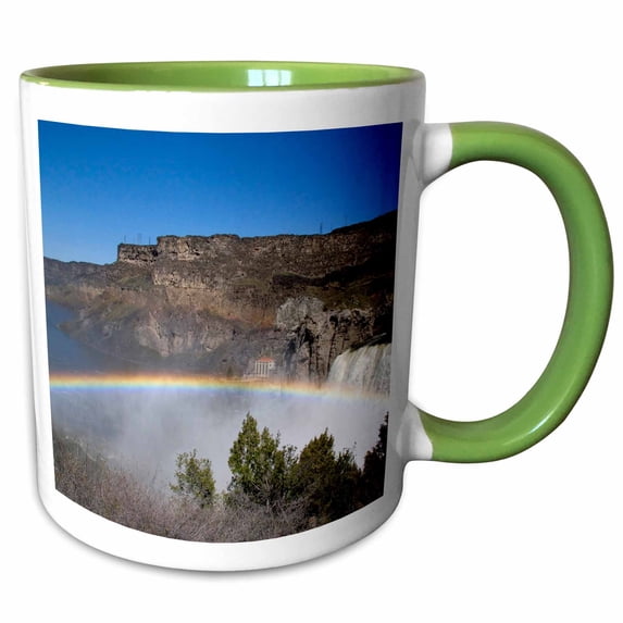 3drose, Rainbow, Shoshone Falls, Twin Falls, Idaho - Us13 Dfr0445 - David R. Frazier, 11oz Two-tone Green Mug