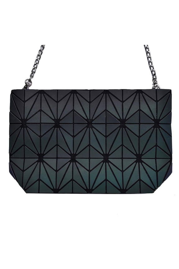 Rainbow Shoulder Handbag with Metal Chain And Stylish Geometric Design