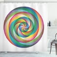 thumbnail image 1 of Rainbow Shower Curtain, Artistic Spiral Rosette Pattern with Wavy Stripes Abstract Contemporary Design, Fabric Bathroom Set with Hooks, 69W X 84L Inches Extra Long, Multicolor, by Ambesonne, 1 of 3