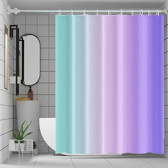 Rainbow Shower Curtain For Bathroom Ombre Purple Blue Hotel Shower Curtains Set Room Partition Gradient Pink Lavender Blue Waterproof Fabric Stall Bathtub Decor With Hooks 54"W x 72"L