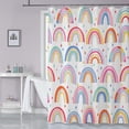 thumbnail image 1 of Rainbow Shower Curtains Boho Abstract Rainbow Shower Curtain for Bathroom Colorful Cute Kids Rainbow Bathroom Curtain Sets Waterproof Farbric for Bathroom Bathtub with Hooks, 72x72 inches, 1 of 6