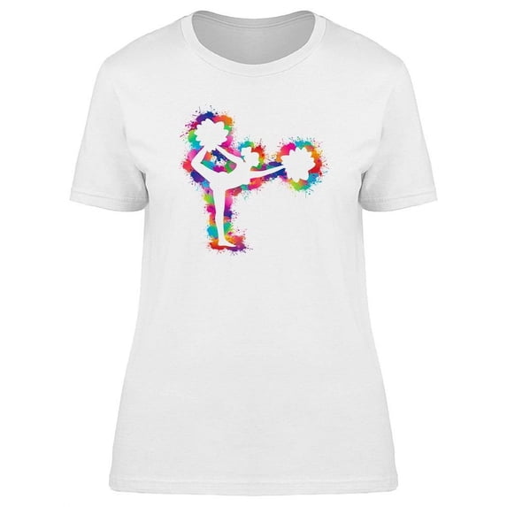 Rainbow Silhouette Cheerleader T-Shirt Women -Image by Shutterstock, Female 3X-Large