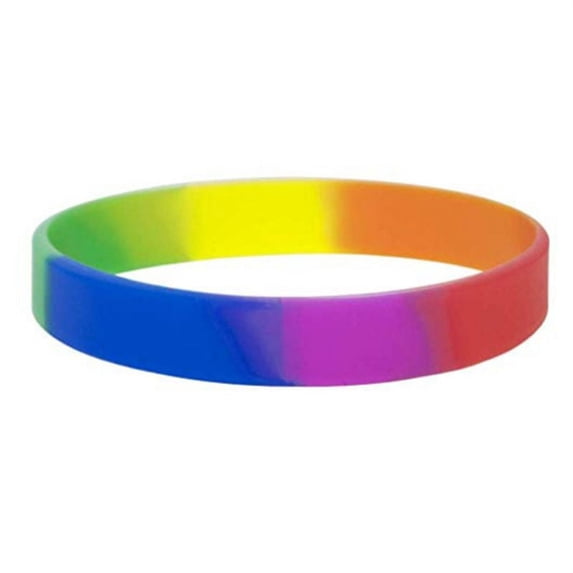 Rainbow Silicone Wristband Chain Style Bracelet Pride Assorted Color Handband