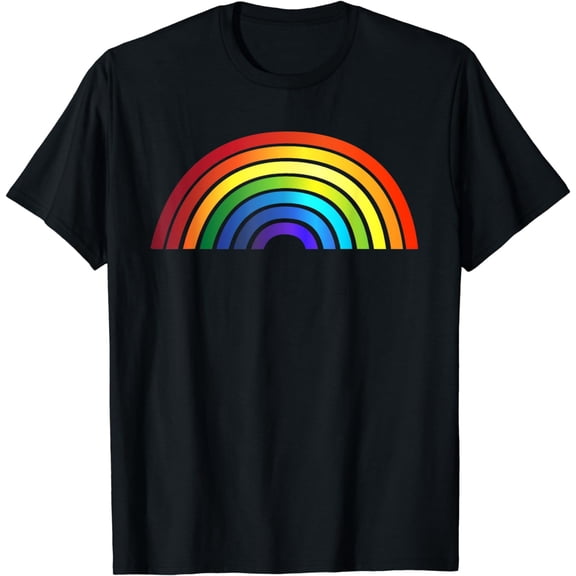 Rainbow Simple Style Basic Stripe Design T-Shirt