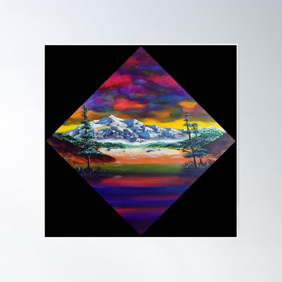 Rainbow Sky (Dark) Poster Wall Art, Modern Wall Decor, 24x24 UNFRAMED