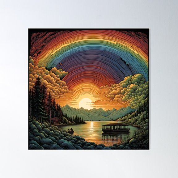 Rainbow Sky Poster Wall Art, Modern Wall Decor, 30x30 UNFRAMED