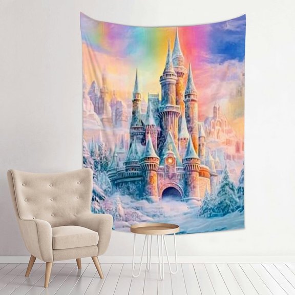 Rainbow Sky Wall Hanging Tapestry 100% Polyester Fabric for Bedroom Living Room Dorm Decor Vivid Colors Easy Care 30x40 in