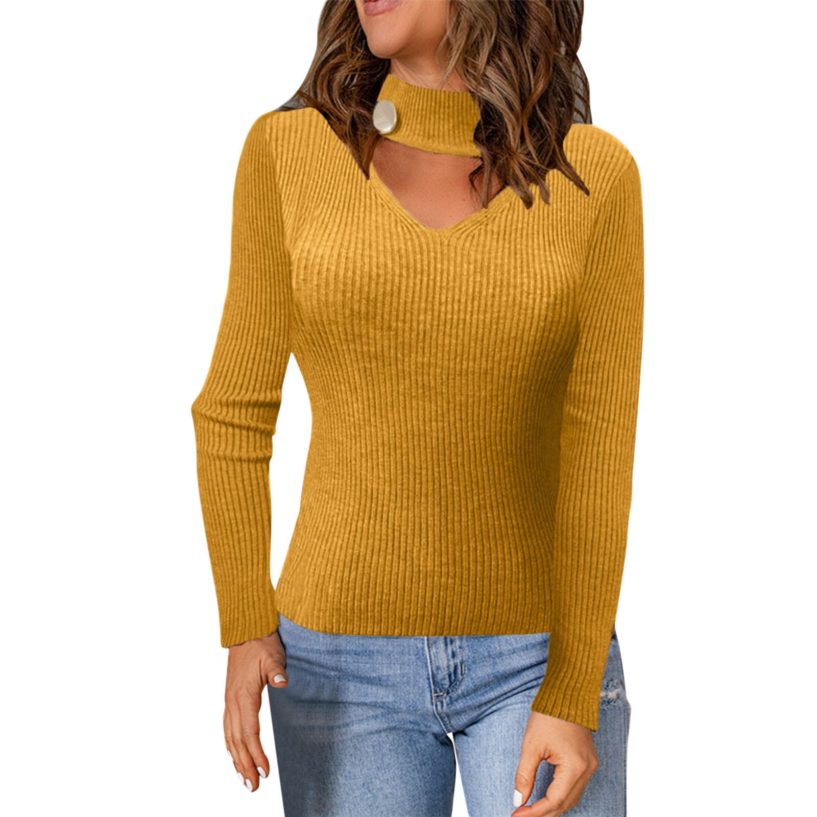Rainbow Sleeved Sweat Shirt Wide Neck Sweater Women Women Fashion Tight Long Sleeve V Neck Solid Color Halter Pullover Sweater Top Knit Sweater Men Walmart