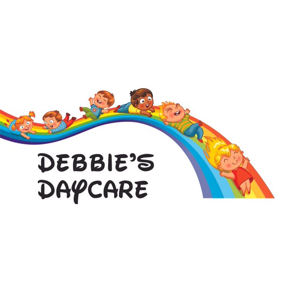 Rainbow Slide Daycare Personalized Name Vinyl Decal Sticker Custom Initial Wall Personalization Classroom School Preschool Nursery Kindergarten Stickers Girl Boy Kids Decoration Size (20x40 inch)