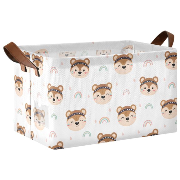 Rainbow Sloth Pattern Collapsible Storage Bin Open Home Shelf Basket Water-Resistant Iron Frame Large