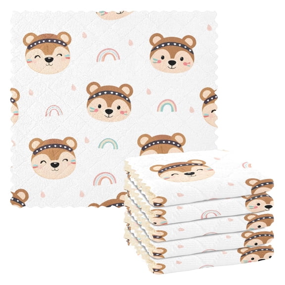 Rainbow Sloth Pattern Dish Towels 6 Pack Kitchen Cleaning Dish Cloths Absorbent Reuseable Cleaning Cloths 11'' x 11''