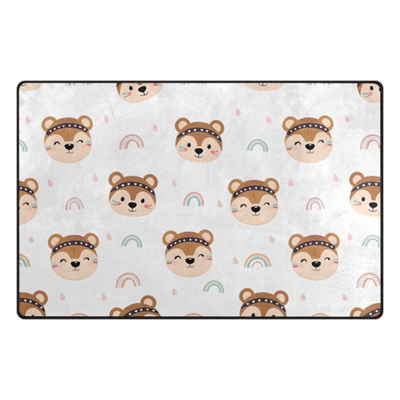 Rainbow Sloth Pattern Memory Foam Area Rug 60"x39" Non Slip, Absorbent, Fade Proof for Living Room, Bedroom, Office