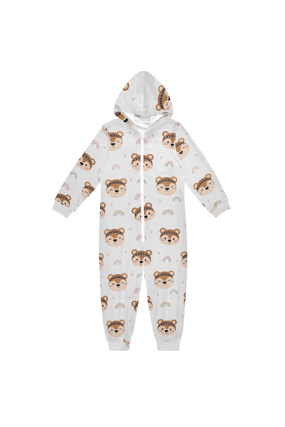 Rainbow Sloth Pattern One Piece Pajamas Soft Jumpsuit Cozy Sleep and Play Romper Zipper and Pockets 4T