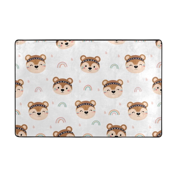 Rainbow Sloth Pattern Rug 72x48in Memory Foam Absorbent Non Slip Plush for Living Room Office Bedroom