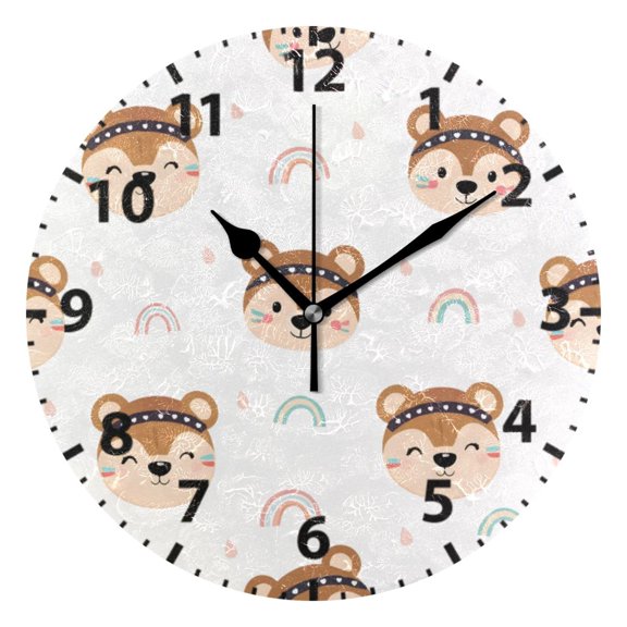 Rainbow Sloth Pattern Wall Clock 10in Round Artistic Oil Painting Home Decor Desk Table Clock