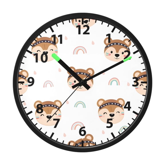 Rainbow Sloth Pattern Wall Clock 12 Inch Voice Activated Night Light Silent Non Ticking
