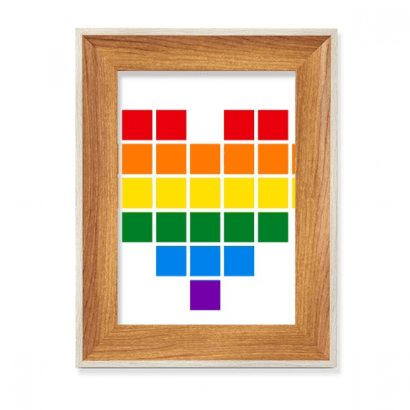 Rainbow Small Box Heart LGBT Desktop Wooden Photo Frame Display Picture Art Painting Multiple Sets