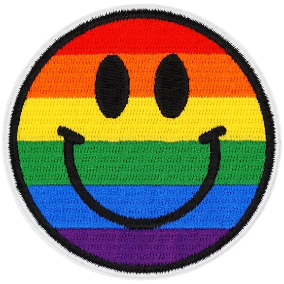 Rainbow Smiley Face Emoji Iron on Patch, LGBT Prid