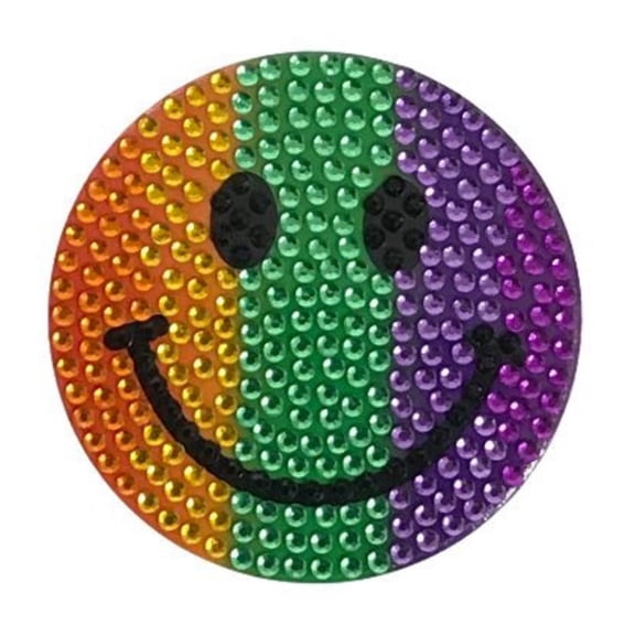 Rainbow Smiley Face Glitter Sticker (Each)