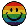 thumbnail image 1 of Rainbow Smiley Face Patch Happy Smile Pride Retro Embroidered Iron On Applique, 1 of 1