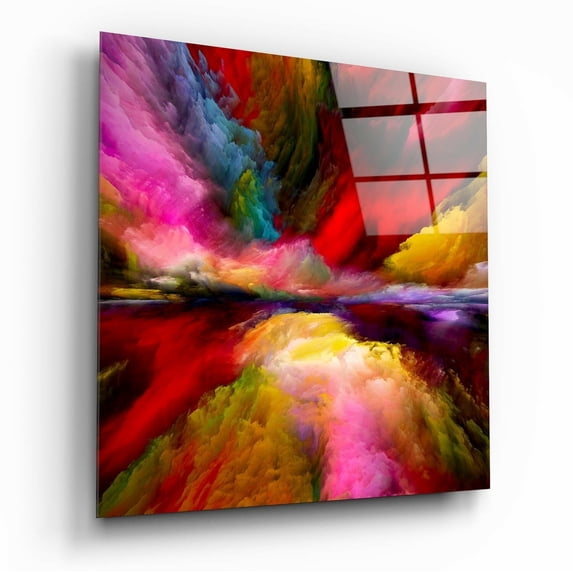 Rainbow Smoke Vortex Abstract Glass Wall Art - Walmart.com