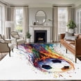 thumbnail image 1 of Rainbow Soccer Washable Area Rug 6 x 9 ft Abstract Paint Trails Artistic Multicolor Fluid Art Ball , Soft Non Slip Rugs Stain Repellent Indoor Felt Carpet for Living Dining Room Bedroom Home Office, 1 of 9