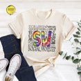 thumbnail image 1 of Rainbow Social Worker T-Shirt: Typographic Counselor Shirt SWEATSHIRT All Size S-5XL, 1 of 5