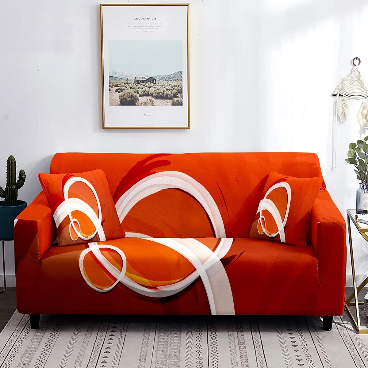 Rainbow Sofa Cover Abstract Lively Horizontal Polygons Couch Covers All