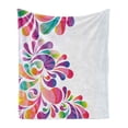 thumbnail image 1 of Rainbow Soft Flannel Fleece Throw Blanket, Floral Themed Design Curvy Colorful Background Nature Inspired Illustration Art, Cozy Plush for Indoor and Outdoor Use, 50" x 60", Multicolor, by Ambesonne, 1 of 5