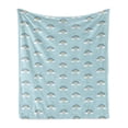 thumbnail image 1 of Rainbow Soft Flannel Fleece Throw Blanket, Simplistic Cartoon Clouds Repetitive Illustraiton, Cozy Plush for Indoor and Outdoor Use, 60" x 80", Baby Blue Blue Violet, by Ambesonne, 1 of 5