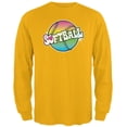 thumbnail image 1 of Rainbow Softball Neon Mens Long Sleeve T Shirt Gold 2XL, 1 of 1