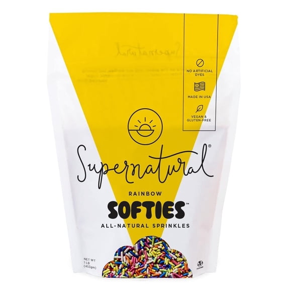 Rainbow Softies Natural Sprinkles by Supernatural, Made in USA, Dye Free, Vegan, Gluten Free, 1lb