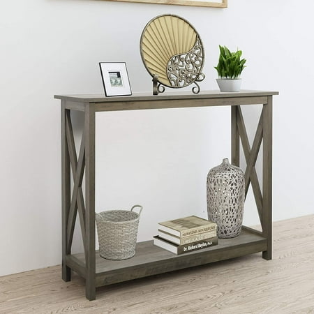 Rainbow Sophia Console Table Entryway Table Sofa Table, Modern Farmhouse Wood Console Table with 2-Tier Storage, 39 Inch, Washed Oak