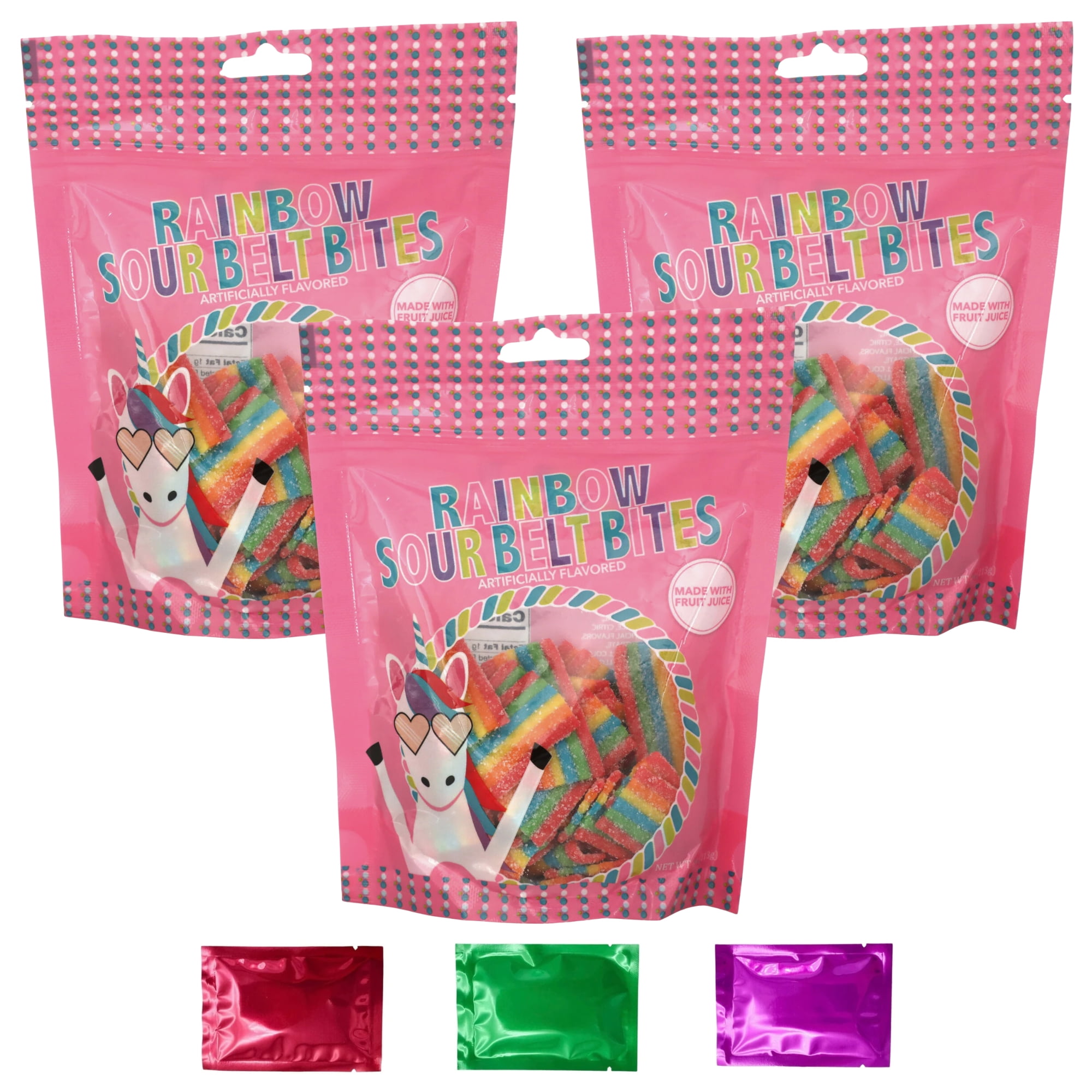 Rainbow Sour Belt Bites Gummy Candy, Fruit Flavored Chewy Gummies for ...