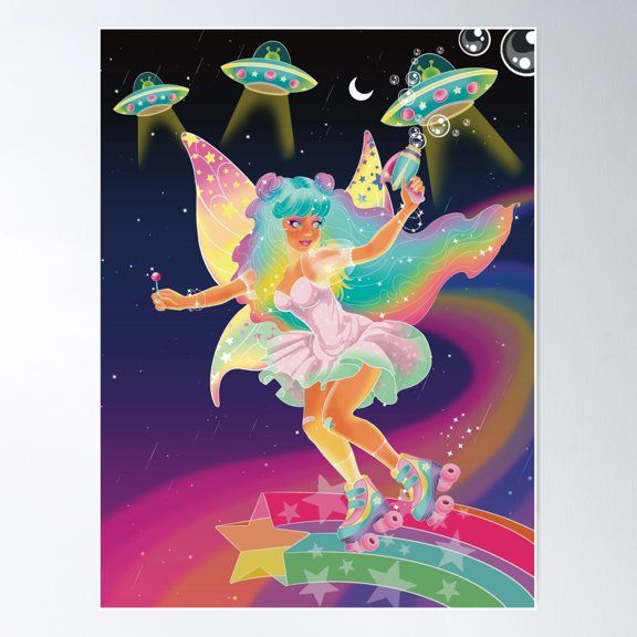 Rainbow Space Fairy Poster Wall Art, Modern Wall Decor For Living Room Bedroom, 24x36 UNFRAMED