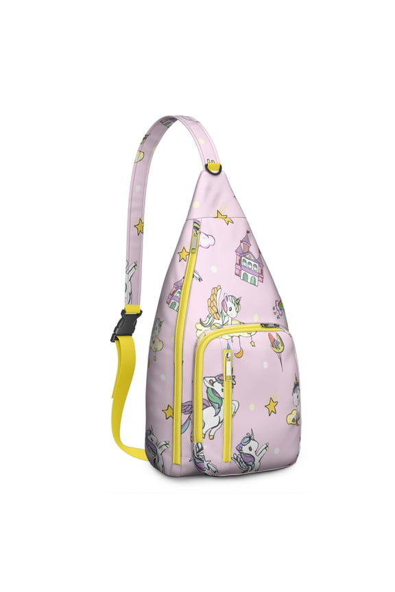 Rainbow Sparkle Unicorn Sling Backpack - Holographic Finish Crossbody Bag with Adjustable Straps for Comfortable All-Day Wear