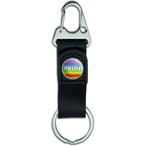 Rainbow Spectrum Pride Gay Lesbian Belt Clip On Carabiner Leather Keychain Fabric Key Ring