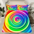 thumbnail image 1 of Rainbow Spiral Bedding Set Queen Size,Tie Dye Fitted Sheet Boho Hippie Bed Sheets Teens,Bohemian Exotic Colorful Sheets(No Top Sheet), 1 of 5
