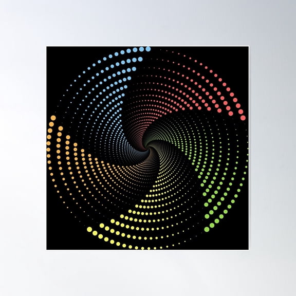 Rainbow Spiral Dotted Circle Poster Wall Art, Modern Wall Decor For Living Room Bedroom, 30x30 UNFRAMED