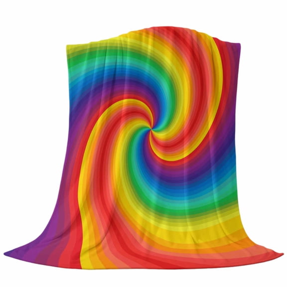 Rainbow Spiral Fleece Throw Blanket Modern Abstract Multicolor Vortex Swirl Ultra Soft Fuzzy Cozy Flannel Throw Blanket for Couch Sofa Bed Car Travel, Ideal Gifts 40x50 Inches