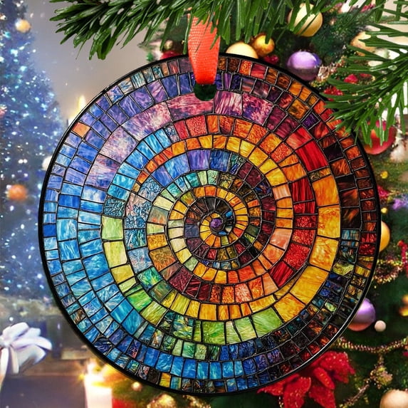Rainbow Spiral Mosaic Ceramic Christmas Ornament, Holiday Gift and Tree ...