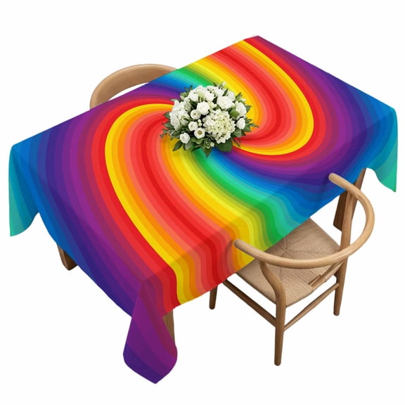 Rainbow Spiral Rectangle Tablecloth Modern Abstract Multicolor Vortex Swirl Waterproof Wrinkle Free Soft Table Cloth Spill-Proof Washable Table Cover for Dining Party Picnic 60 x 120 Inch