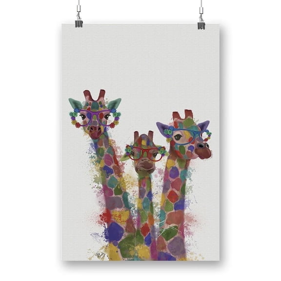 Rainbow Splash Giraffe Trio. Poster - Fab Funky Designs,