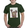 thumbnail image 1 of Rainbow Splash Giraffe Trio. T-Shirt Men -Fab Funky Designs, Male Small, 1 of 4