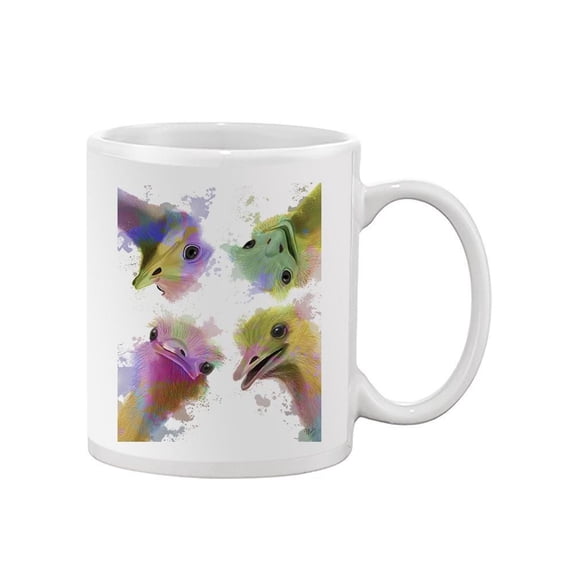 Rainbow Splash Ostriches Mug - Fab Funky Designs,