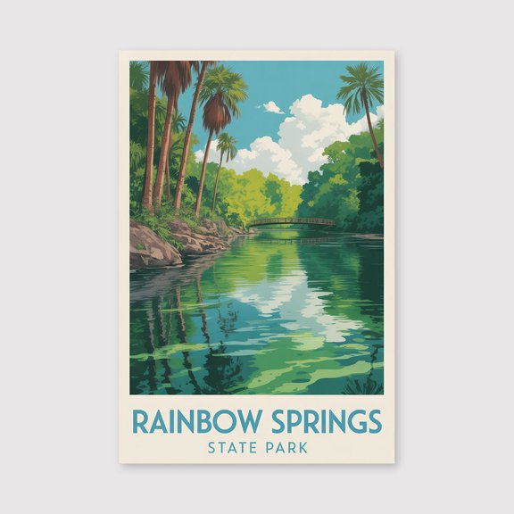 Rainbow Springs State Park Travel Print Canvas Wall Art, Rainbow Springs Wall Hanging Home decor Rainbow Springs Canvas Art, Florida Art Canvas-1WN815
