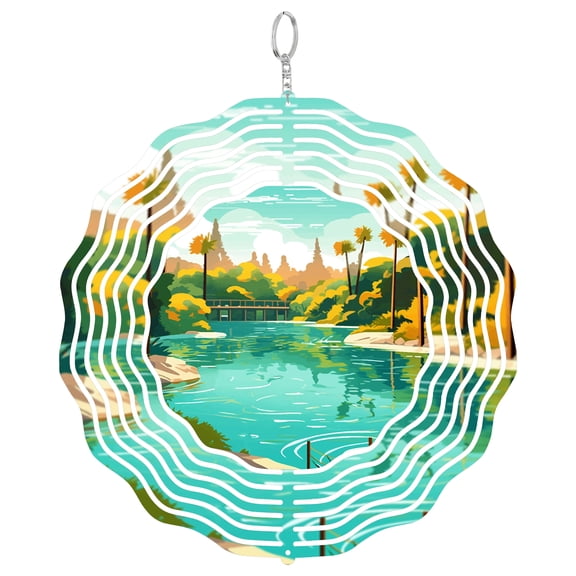 Rainbow Springs Water 3D Wind Spinner Stainless Steel Kinetic Yard Art Garden Decor Florida Clear Spring Gift