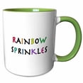 thumbnail image 1 of 3drose, Rainbow Sprinkles, Colorful Text on White Background, 11oz Two-tone Green Mug, 1 of 6