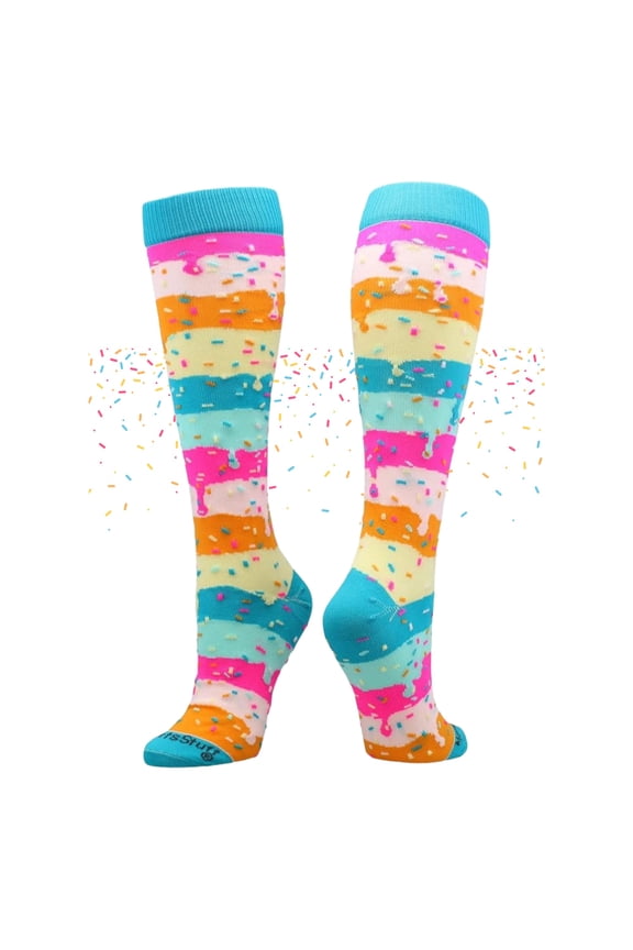 Rainbow Sprinkles Over the Calf Length Socks (Rainbow, Large)