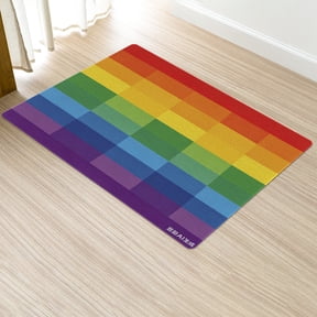 Rainbow Square Bathroom Rugs 19.7*31.5IN , Extra Soft Absorbent Bath Rugs Bath Mats for Bathroom Floor, Tub and Shower, Home Decor Accessories